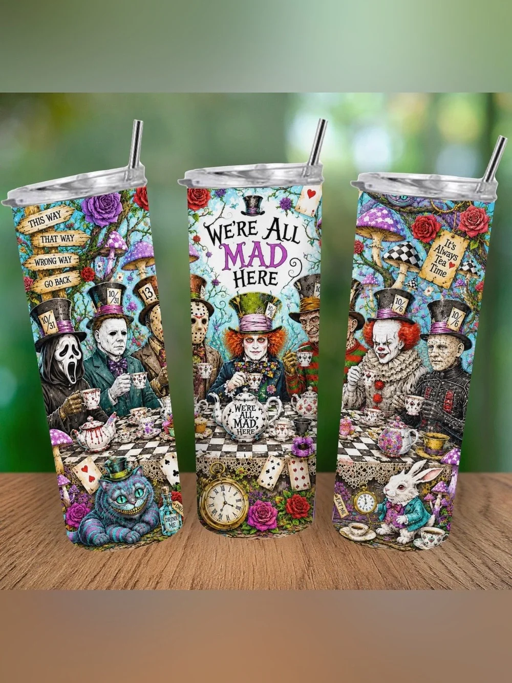 We’re All Mad Here Alice-in-Wonderland Stainless Tumbler - Colorful